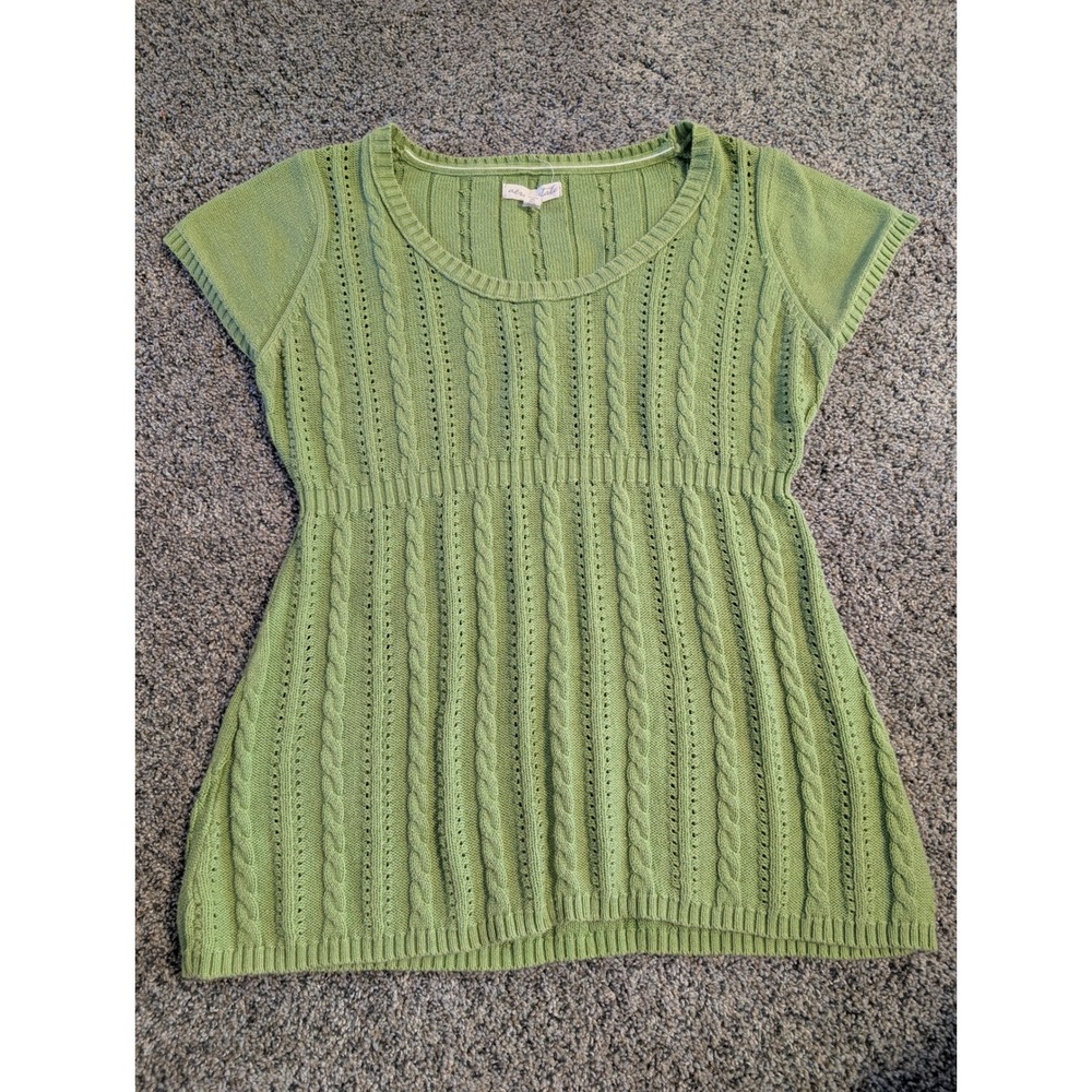 Y2k RARE Aeropostale Green‎ Knit Short Sleeve Tunic Top Sweater Women's Size L